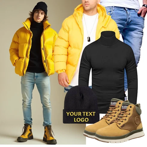 Gelb WinterJacke/KapuzenJacke/DaunenJacke/SommerdaunenJacke/Puffer Jacke Behype kombinieren