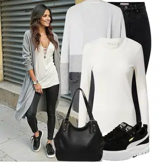 vypchaný Outfit sa Crna Kožna Jakna/Push-up Traperice/Kožne Cipele/Zimska jakna/High Waist Traperice/Bikerske Traperice/Termo Traperice Only "Lagana odjeća"