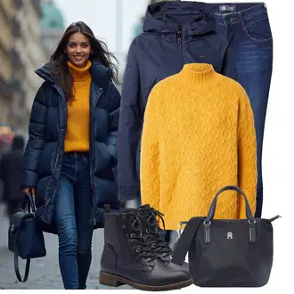 Outfit s Tmavě modrá Outdoorové Bundy/Turistická bunda/Bunda 2v1/Snowboardová Bund/Plachtařská bunda/Funkční Bunda/Ripstop bunda/Nylonová bunda/Trekingová bunda/Bunda s Kapucí Ragwear "Trendový zimní vzhled"