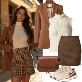 Outfit sa Smeđa Kućna čizma/Zimska Papuča/Tople Papuče/Klompa S Krznom/Tenisica s platformom/Klompa i mula s krznom/Zimske tenisice Karl Kani "Modni izgled za jesen"