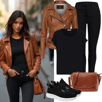 Outfit sa Crna/Tamnosiva Majica za plažu/Majica za plažu/Top za plažu/Pulover za plažu/Majica S Visokim Okovratnikom/Skraćena Majica/Predimenzionirana majica/pletena košulja Theory "Modni izgled za jesen"