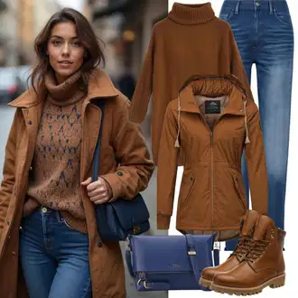 Jesenske Outfiti Debel mit Rjava/Temno rjava Gumijasti Gležnar/Chelsea Škornj/Usnjena Jakna GANT "Modni Zimski Outfit"
