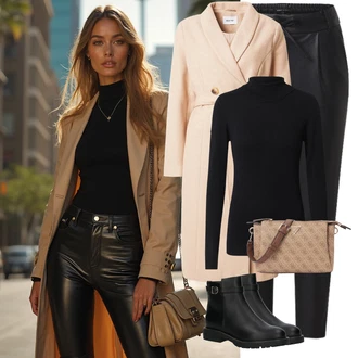 Lesk Outfit s Černá/Bílá/Oranžová/Zelená/Hnědá Kožená Kalhoty/Legíny Kožený Vzhled/Tregíny/Jeggings/Kožený Legíny/Kalhoty z Umělé Kůže/Skinny Kalhoty Only "Trendový podzimní outfit"