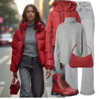 Stil Outfit sa Svjetlosiva/Siva Traperice Široke Nogavice/Traperice Ravne Nogavice/Trapez Traperice/Dad Traperice/Vintage traperice/Muška majica/Muška Kožna Jakna/Traperice Opuštenog Kroja/High Waist Traperice/Formalna Košulja/Traperice s Prorezom/Mom Jean Only "Odjeća za jesen"