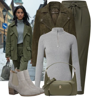 Outfit s Hnědá/Béžová Kozačka Chelsea Boty/Kotníková Bota s Podšívkou/Letní kotníková Kozačka Tamaris "Vkusný podzimní outfit"