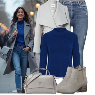 Outfit s Hnědá/Béžová Kozačka Chelsea Boty/Kotníková Bota s Podšívkou/Letní kotníková Kozačka Tamaris "Pohodlné zimní outfity"