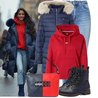 Outfity z džínu Skinny s Světle modrá/Modrá Kožená bunda/Džíny s Rozparkem/Džíny s Dírou/Zimní bunda/Push up Džín/High Waist Džínové Kalhoty/Navlékací džíny/Kotníková Bota/Kožené Boty/Kožená Pánská Bund VERO MODA "Trendový zimní vzhled"