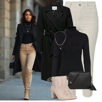 Vysoké Podpatky Outfit s Béžová/Hnědá Kotníková Bota Na Podpatku/Zimní kotníková bota/Kotníková Bota s Podšívkou/Letní kotníková kozačka/Šněrovací Kotníková Bota About You "Podzimní Outfit"