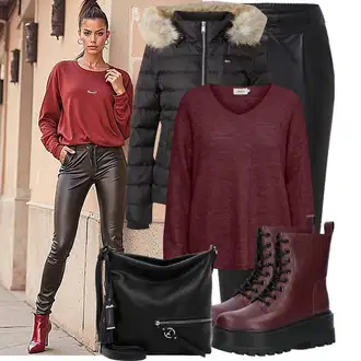 Lesk Outfit s Černá/Bílá/Oranžová/Zelená/Hnědá Kožená Kalhoty/Legíny Kožený Vzhled/Tregíny/Jeggings/Kožený Legíny/Kalhoty z Umělé Kůže/Skinny Kalhoty Only "Trendový podzimní outfit"
