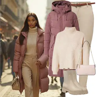 S Třásně Outfit s Hnědá/Béžová/Khaki Chelsea Boty/Kožená bunda/Gumová Kotníková Bota/Plochá Kotníková Bota/Kotníková Bota s Podšívkou About You "Podzimní casual styl"