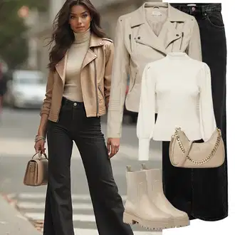 Outfit sa Crna Traperice Široke Nogavice/Trapez Traperice/High Waist Traperice/Culotte Traperice/Traperice s Prorezom/Traperice Opuštenog Kroja Only "Trendovska jesenska odjeća"