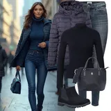 Outfity s modrými high waist džíny Only image
