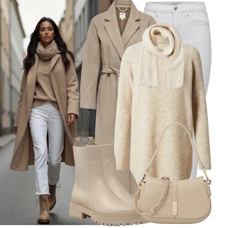 Outfit sa Siva/Smeđa/Bež/Kaki Vuneni Kaput/Midi Kaput/Dugi kaput/Kaput od Kašmira/loden kaput/Dugi Kaput/Zimski Kaput Vuneni kaput Only "Udoban zimski outfit"