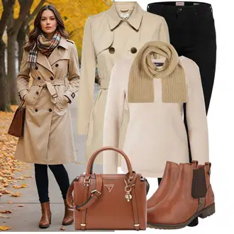 Outfit sa Narandžasta/Tamnocrvena/Crvena/Smeđa Kožna Jakna/Push-up Traperice/High Waist Traperice/Muška Kožna Jakna/Traperica Niskog Struka/Traperica Niskog Struka/Traperice Slim Kroja/Kožne Cipele/Trenerke Traperice/Bikerske Traperice Only "Jesenski outfiti"