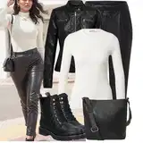 Outfity s legínami koženého vzhledu image