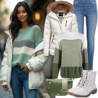 Chic outfity Zima s Bílá/Krémová Prošívaná Bunda/Termo Bund/Nafukovací Bund/Puchová Bund/Bunda s Bočním Zipem/Letní peřová bunda/Zimní Bund/Bunda s Kapucí Cars Jeans, Krémová/Bílá/Šedá/Béžová/Khaki Šněrovací Kotníková Bota/Bojová Bota/Klasická kozačka ph2 "Perfektní pro zimu"