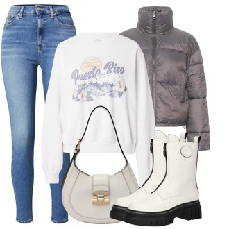Outfits for chubby Kul mit Bež/Siva/Rjava/Bela Baguette torba/Torba za čez ramo/Billfold/Satchel torba Furla "Popoln za jesen"Look: Burleska, Eleganten, Klasična, Plemenita, Kul, Lepo, Stari denar