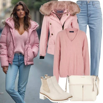 outfit mit Bela/Krem Dolg Škorenj/Visok Škornj do Kolen/Škorenj z zadrgo/Nagubani Škorenj/Škornj z visokimi petami/Široki škorenj/Ravni škornji čez koleno/Škornj čez Koleno capone outfitters "Popolno za zimo"