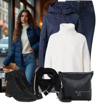 Outfit s Tmavě modrá Outdoorové Bundy/Turistická bunda/Bunda 2v1/Snowboardová Bund/Plachtařská bunda/Funkční Bunda/Ripstop bunda/Nylonová bunda/Trekingová bunda/Bunda s Kapucí Ragwear "Stylový Podzimní Outfit"