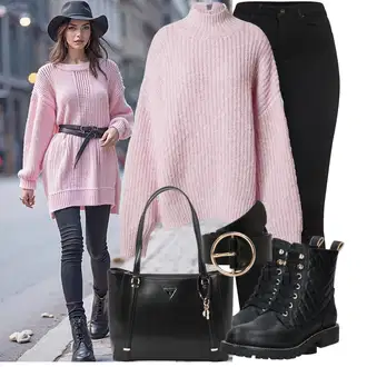 Outfit sa Crna/Zlatni/Pink Široki Pojas/Kožni Remen/Ženski Opasak bez Kopče/Klasični Remeni/Ležerni Remen About You "Lagana odjeća"