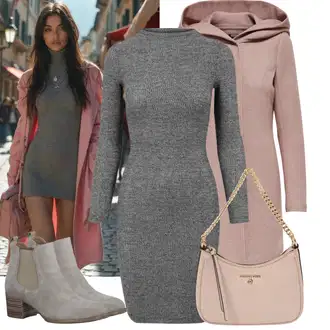 Outfit sa Pink/Ljubičasta/Smeđa Kaput s Kapuljačom/Kaput od Vunenog Flisa/Kaput od Kašmira/Pleteni Kaput/Vuneni kaput/loden kaput/Pleteni Flis Kaput Only "Jesenski outfiti"