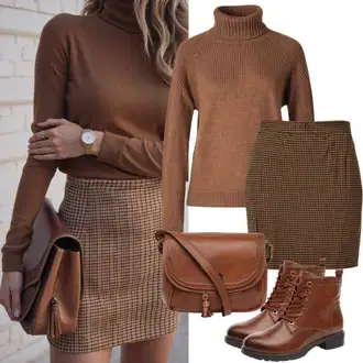 outfit mit Bela/Rdeča/Rjava Krilo iz 90-ih/Karirasto krilce/Krilo uniseks/Krilo Houndstooth/Moderno krilo/Mini Krilo/Zavito Krilo/Potiskana krila BRUUNS BAZAAR "Prosti čas Oblačila"