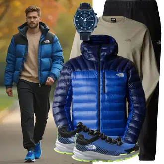 Sportlich Outfit mit Hellblau/Blau Wasserfester Schuh/gesundheitsSchuh/WalkingSchuh/Wasserdichter OutdoorSchuh/Sneaker/SicherheitsSchuh The North Face "Sport Outfit"Look: Lack, Outdoor, Sportlich, Schön