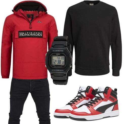 DunkelRot/Rot ThermoJacke/FunktionsJacke/KapuzenJacke/Windbreaker Jacke/SkiJacke/Wasserdichte Jacke/SegelJacke Höhenhorn kombinieren