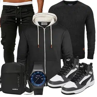 Outfit mit Schwarz Jumpsuit & Overall Overall Cassiecy "Street Style Outfit"