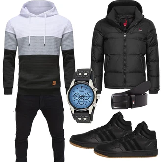 Winter Outfits Moderne mit Schwarz/Mischfarben/Dunkelgrau/Grau/Dunkelblau/Hellgrau/Weiß Hoodie/Unisex Hoodie/Sport Hoodie/Ausgefallener Hoodie/Strick Hoodie YuKaiChen, Unkategorisiert Tommy Hilfiger "Street Style Outfit"Look: Workwear, Schön, Kuschel, Coole, Moderne, Skater, Outdoor, Steampunk, Retro, Elegant, Schlichte, Lack
