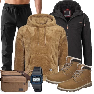 Outfit mit Khaki/Braun/Beige TrekkingStiefel/SchnürStiefel/Wasserdichter Stiefel/Herren Lederschuhe/Wattierte Stiefel/Winter Stiefel/Klassischer Stiefel/Winter Sneaker/Gefütterte Stiefelette/Winter Stiefelette Mishansha "Street Style Outfit"