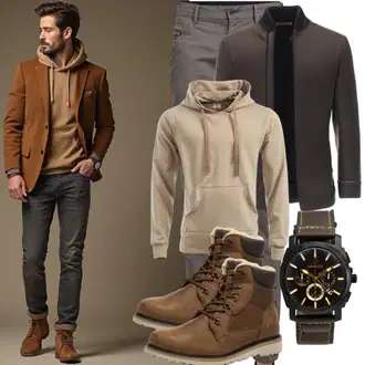 Elegant Outfit mit Dunkelbraun/Khaki/Braun/Bordeaux/Dunkelrot Skinny Hose/Slim Hose/Jeggings/Anzughose/Chino Hose Brax "Street Style Outfit"Look: Moderne, Edel, Indoor, Smart Casual, Nahtlos, Coole, Elegant, Old Money, Outdoor