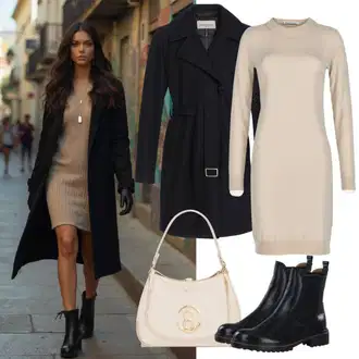 Krátká Outfit s Černá Kabát s Kapucí/Pletený Fleecový Kabát/Zimní Kabát Vlněný kabát/Scuba Kabát/Lodenový kabát/Vlněný Fleecový Kabát/Fleecový Kabát ONLY Carmakoma "Stylový outfit pro rakovinu"