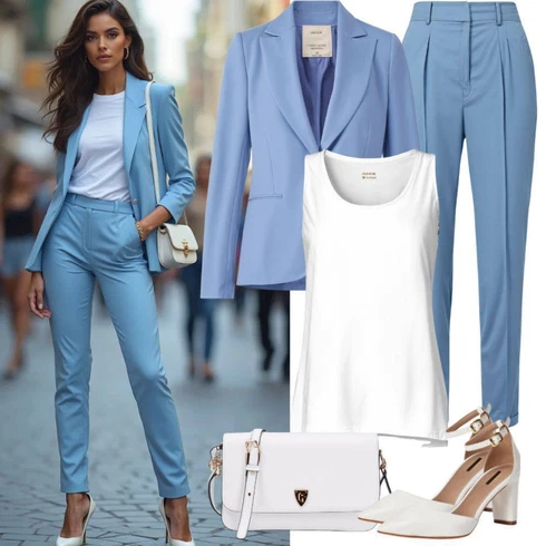 Kombinace Světle modrá/Modrá Oblek Bezrukávní Šaty about you x iconic by tatiana kucharova