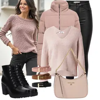 S zakovicama Outfit sa Crna Poslovna Obuća/Cipela s ručnikom/kožena cipela/Čizmica Chelsea Gležnjača/Motociklistička čizma About You "Jesenski outfiti"