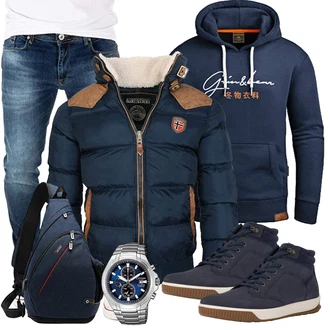 Winter Outfits mit Blau Jacke Winter Parka "Winter Outfit"