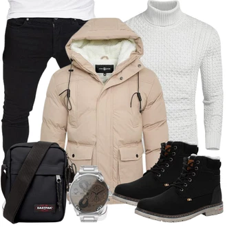 Winter Outfits Feine mit Grau COOFANDY "Winter Outfit"Look: Coole, Classic, Feine, Boyfriend, Outdoor, Chill
