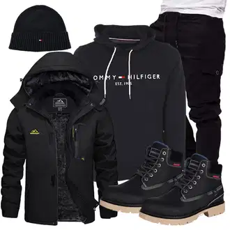 Winter Outfits Jeans mit Schwarz SchnürStiefelette/Wattierte Stiefel/Winter Stiefelette/Klassischer Stiefel/Herren Lederschuhe/Gefütterte Stiefelette/Sicherheitsschuh/Wasserfester Schuh/Wasserdichter Stiefel Gaatpot "Winter Outfit"