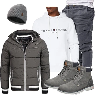 Winter Outfits Feine mit Grau Jacke Indicode "Winter Outfit"Look: Feine, Boyfriend, Moderne, Casual, Coole
