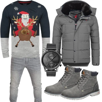Winter Outfits mit Grau Hose/Jacke Winter Parka Höhenhorn, Grau Jacke Winter Parka Mishansha "Winter Outfit"