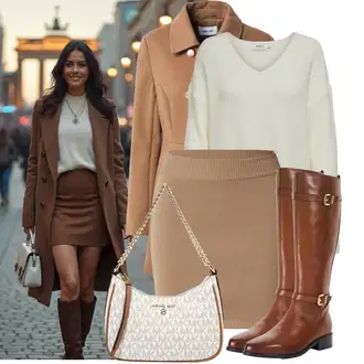 Outfiti za skunje S oblinama sa Kaki/Svjetlozelena/Krem/Bež/Bijela Pletivo Veći Broj Only "Outfit za zimu"