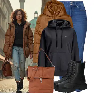 Kombinacije za zimu Maxi sa Crna/Tamnosiva/Tamnoplava Sweater majica jjxx "Trendi zimski outfit"