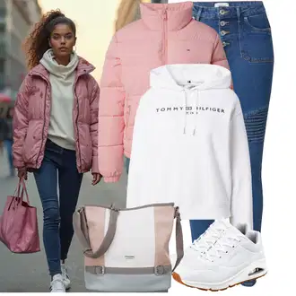 Kombinacije za zimu Maxi sa Plava/Bijela/Krem Tenisica Za Trčanje/gimnastička papuča/Tenisica za tenis/Tenisica za fitness/cipela za trčanje/Obuća za trening Skechers "Zimski outfiti"