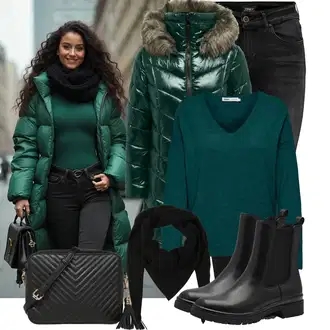 Četvrtasti izrez Outfit sa Crna About You "Udoban zimski outfit"