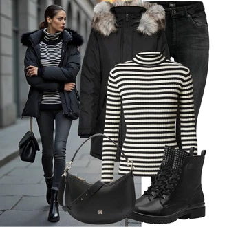 Umělá kožešina Outfit s Černá Nezařazené Only "Zimní outfity"