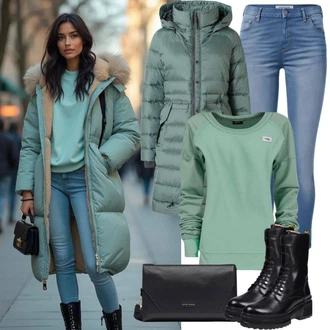 Outfity na zimu Pletené s Tyrkysový/Zelená Vodopádový Svetr/Svetry s netopýřím rukávem JdY "Zimní outfit"