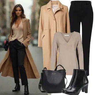 Elegantní outfity Krásný s Béžová/Hnědá/Bílá Žakárový Svetr/Svetr Niki/Potisknout Svetr/Svetr s V-výstřihem/Svetr z Jemné Pleteniny/Kašmírový Svetr evoked "Zimní outfit"Look: 70tá léta, Cool, Mom, Krásný, Univerzitní