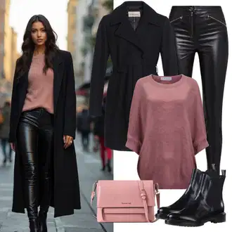 Krátká Outfit s Černá Kabát s Kapucí/Pletený Fleecový Kabát/Zimní Kabát Vlněný kabát/Scuba Kabát/Lodenový kabát/Vlněný Fleecový Kabát/Fleecový Kabát ONLY Carmakoma "Zimní outfit"