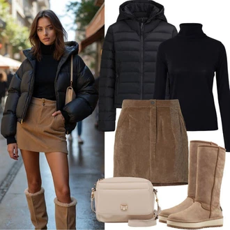 Outfit s Černá Bunda 2v1/Puchová Bund/Neobvyklá bunda/Nafukovací Bund/Udržitelná bunda/Přechodné Bundy/Zimní Bund Armani Exchange "Zimní vzhled"