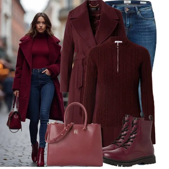 Nadrozměrné, Vintage Outfit s Modrá/Lilové barvy/Tmavě modrá/Světle modrá Kožená bunda/Dámské Džíny s Délkou 7/8/Džíny s Nízkým Sedem/Džíny s Dírou/Kožené Boty/Navlékací džíny/Push up Džín/Džíny s Rozparkem/Džín s Nízkým Pasem Only "Zimní look"Look: Styl, Cool, Krásný, Bezešvé, Skromné, Vintage